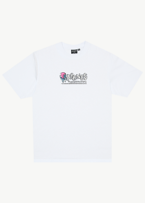 AFENDS Mens Huffenpuff - Retro Tee - White