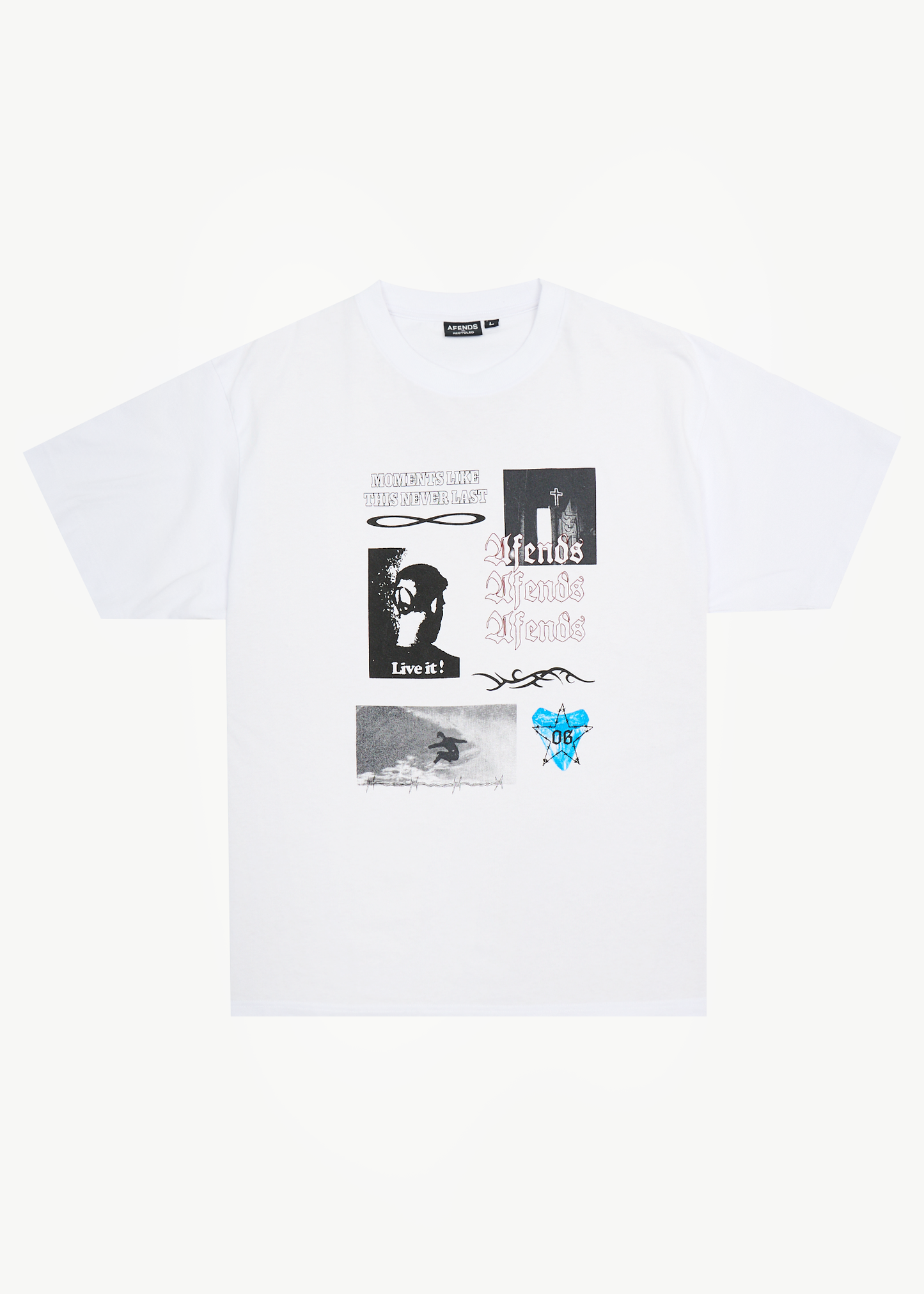 AFENDS Mens Never Last - Heavyweight Boxy Tee - White