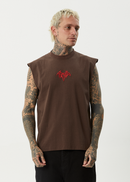 AFENDS Mens Bats - Sleeveless Tee - Coffee