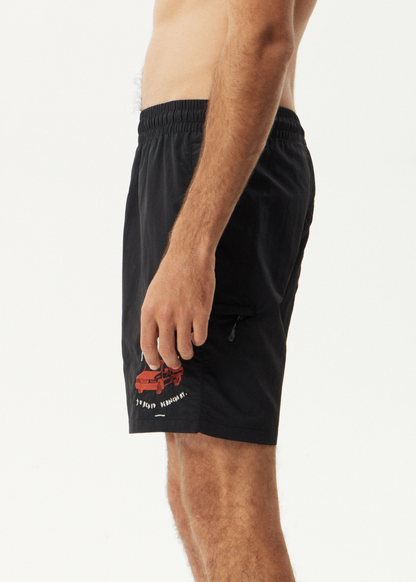 AFENDS Mens Trayback - Baywatch Swim Short 18" - Black