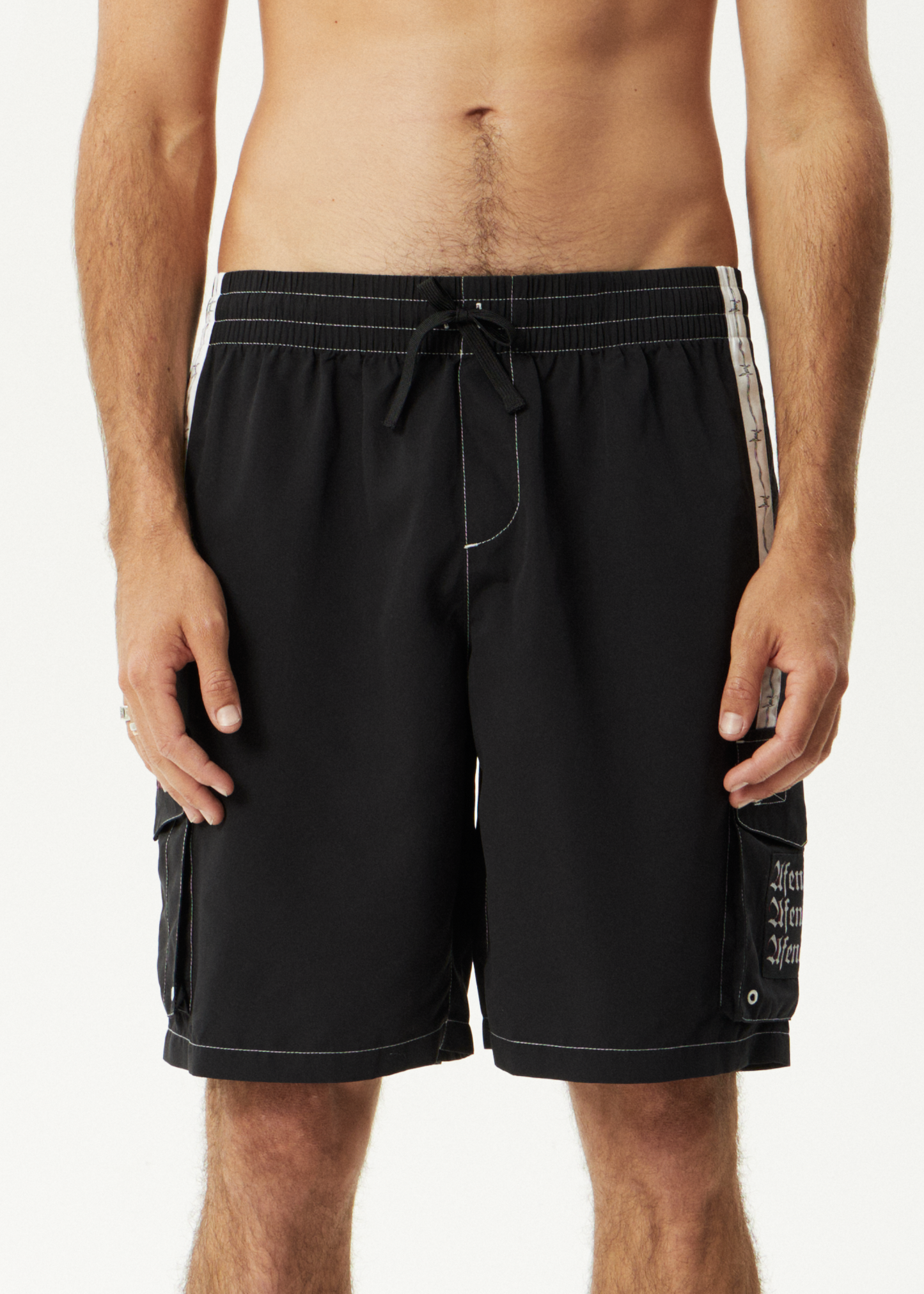 AFENDS Mens Moments - Cargo Swim Short 21" - Black