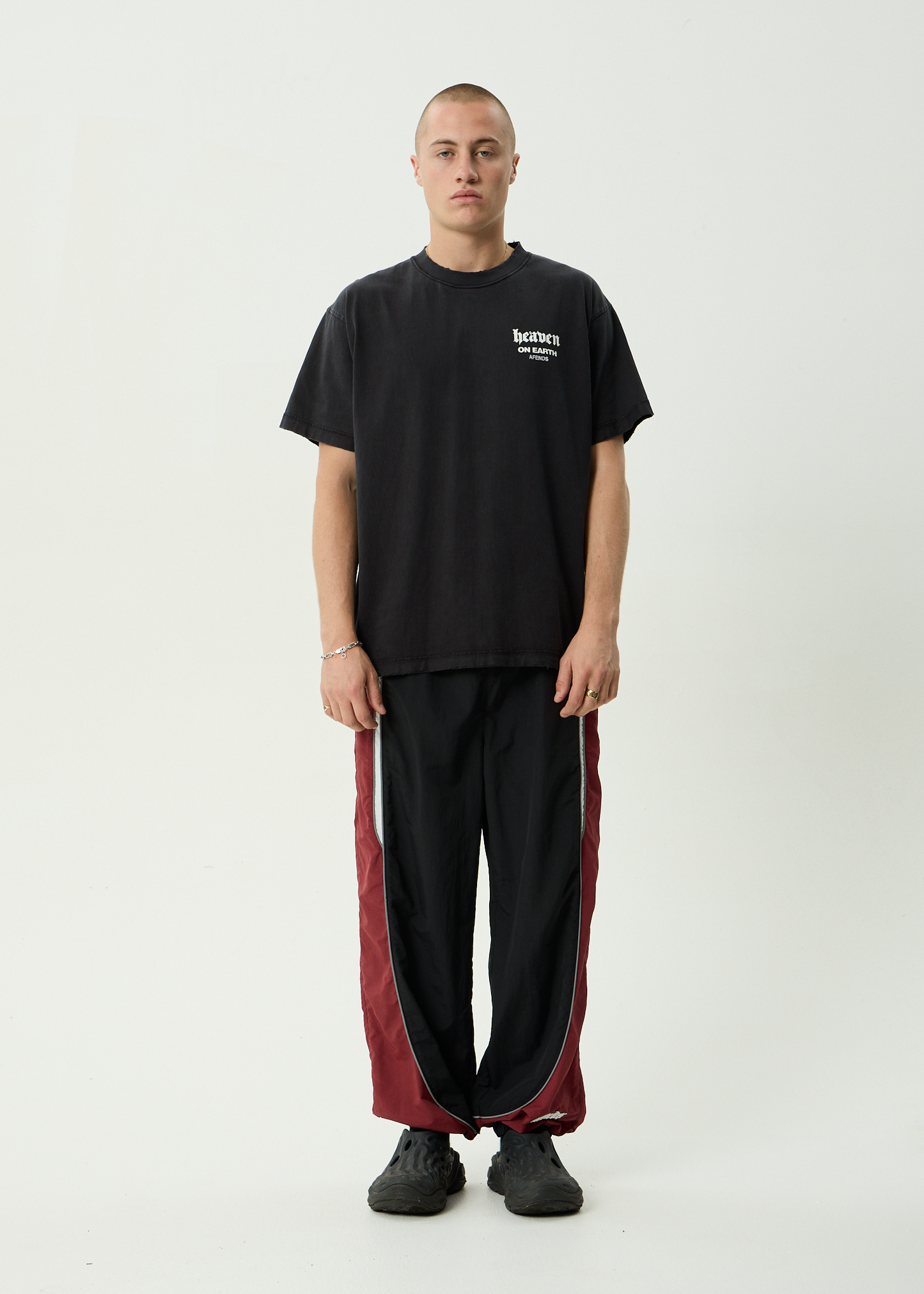 AFENDS Mens Sporting - Panelled Track Pant - Burgundy