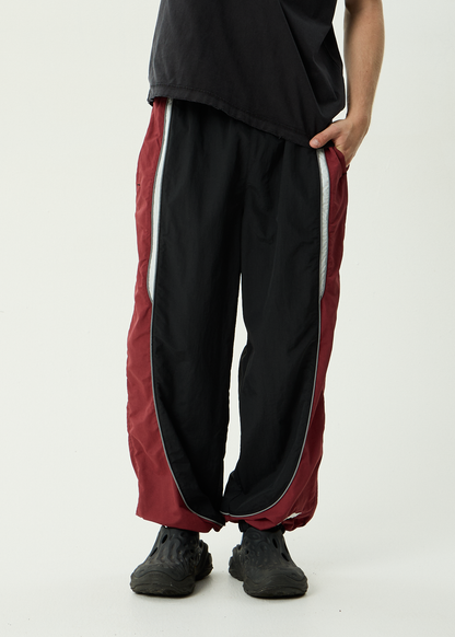 AFENDS Mens Sporting - Panelled Track Pant - Burgundy