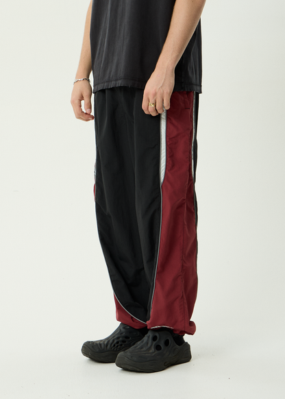 AFENDS Mens Sporting - Panelled Track Pant - Burgundy
