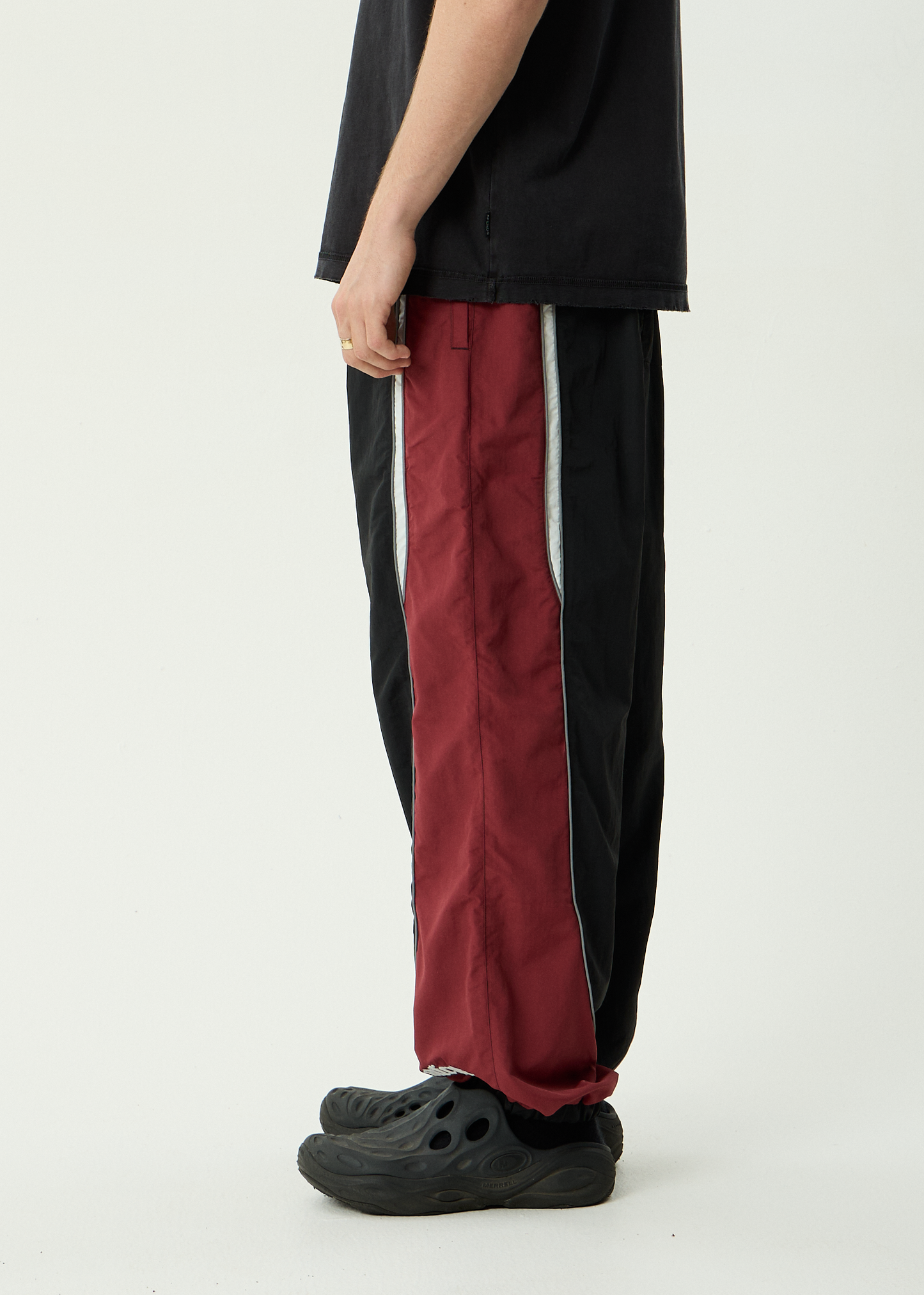AFENDS Mens Sporting - Panelled Track Pant - Burgundy