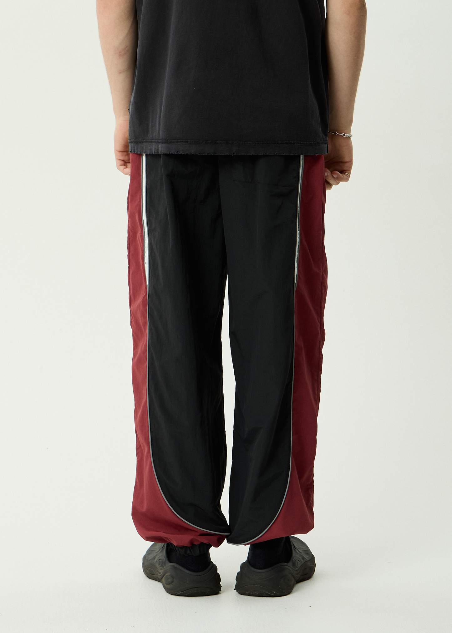 AFENDS Mens Sporting - Panelled Track Pant - Burgundy
