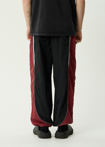 AFENDS Mens Sporting - Panelled Track Pant - Burgundy