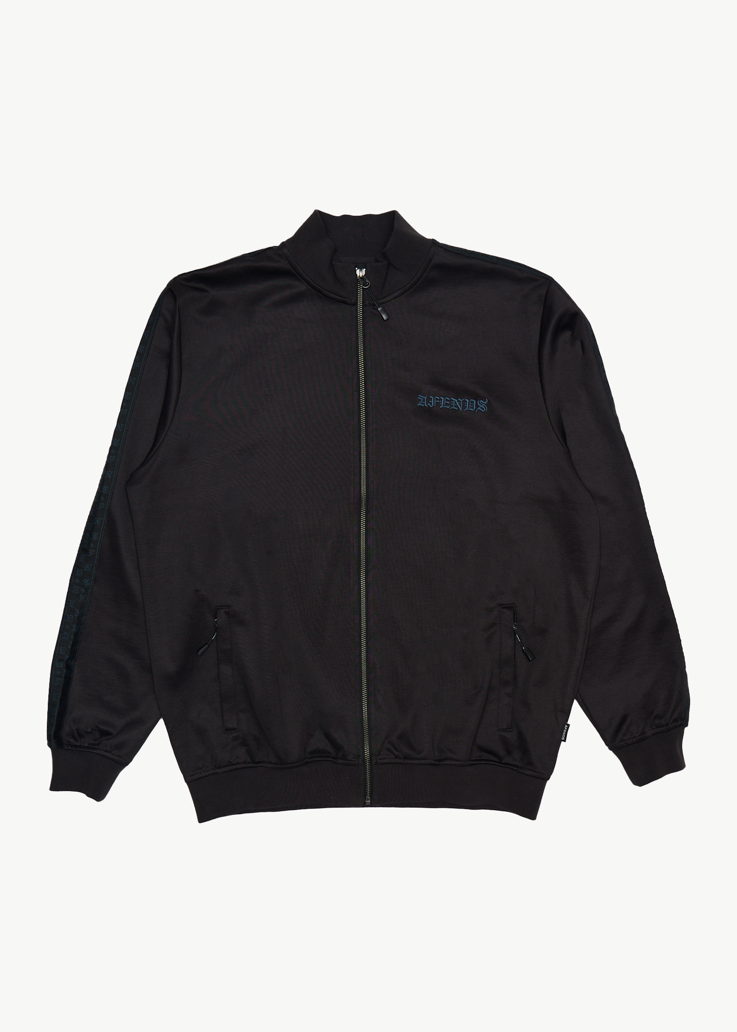 AFENDS Mens Spinal - Track Zip Up Jacket - Black