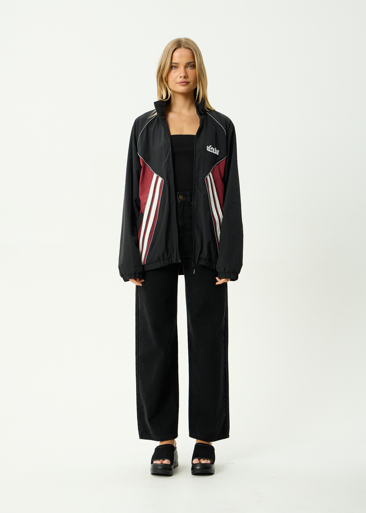 AFENDS Mens Sporting - Sports Spray Jacket - Burgundy
