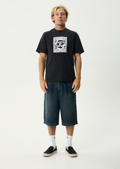 AFENDS Mens Painter - Retro Tee - Stone Black