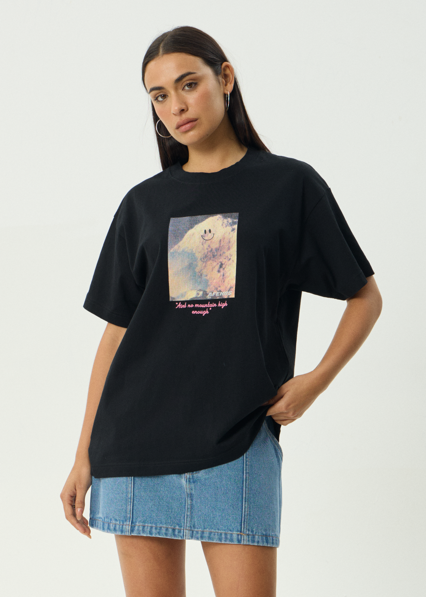 AFENDS Mens Too High - Heavyweight Boxy Tee - Black