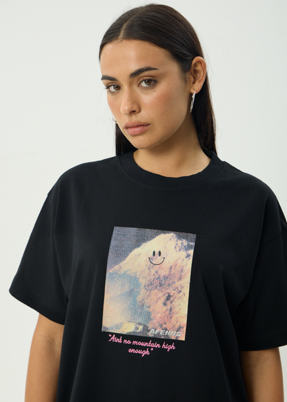 AFENDS Mens Too High - Heavyweight Boxy Tee - Black