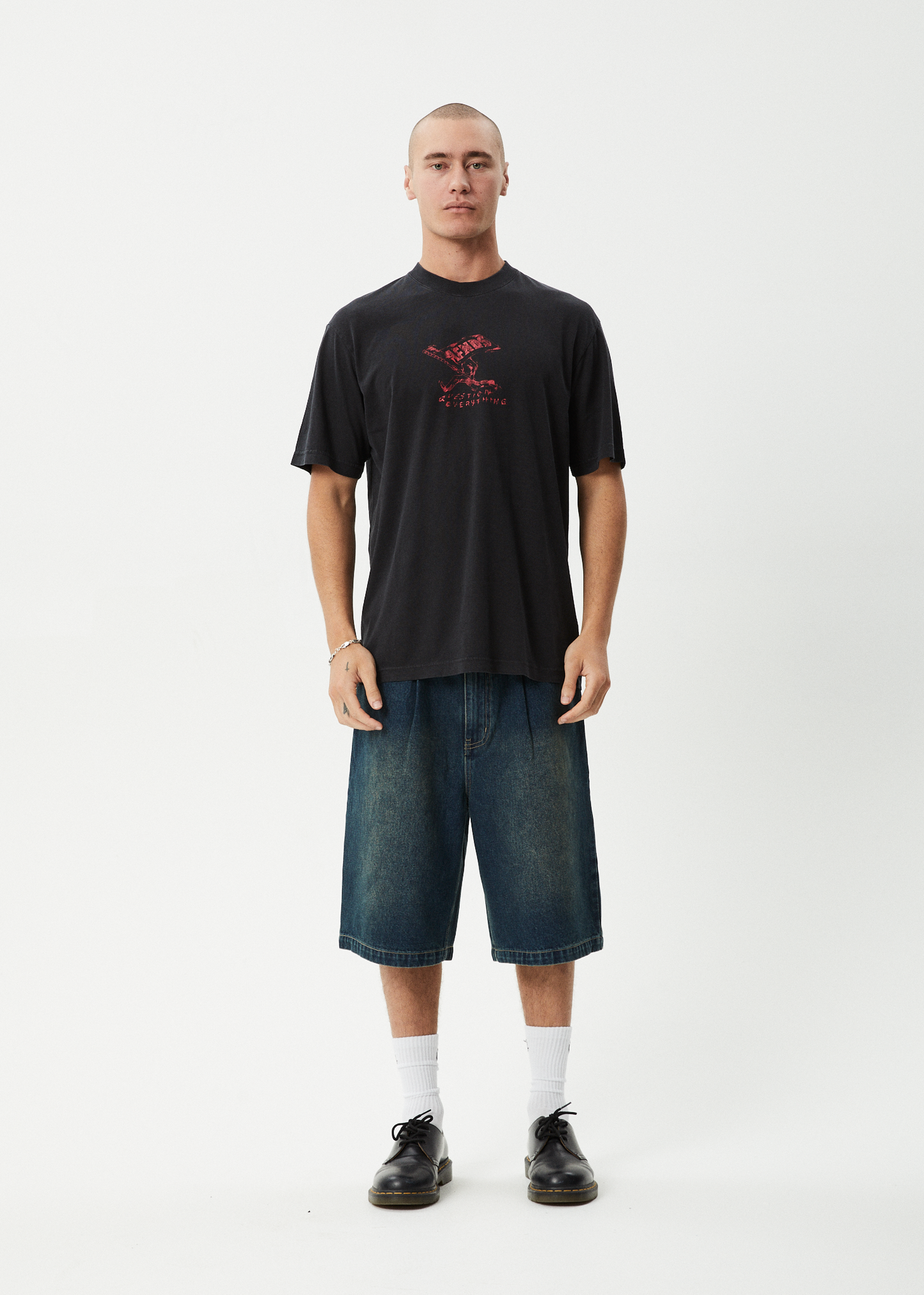 AFENDS Mens Flyin - Retro Tee - Stone Black