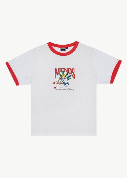 AFENDS Mens Cupid - Boxy Ringer Tee - White