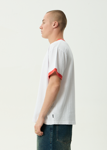 AFENDS Mens Cupid - Boxy Ringer Tee - White