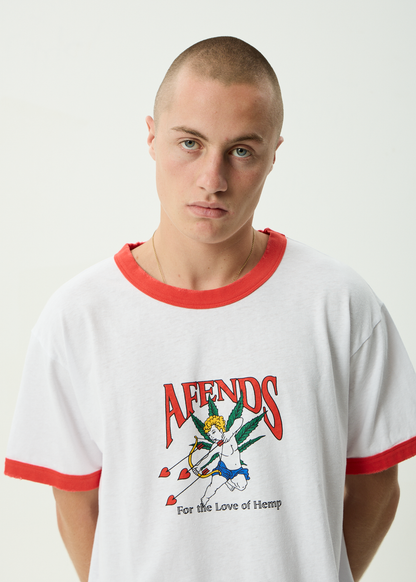 AFENDS Mens Cupid - Boxy Ringer Tee - White
