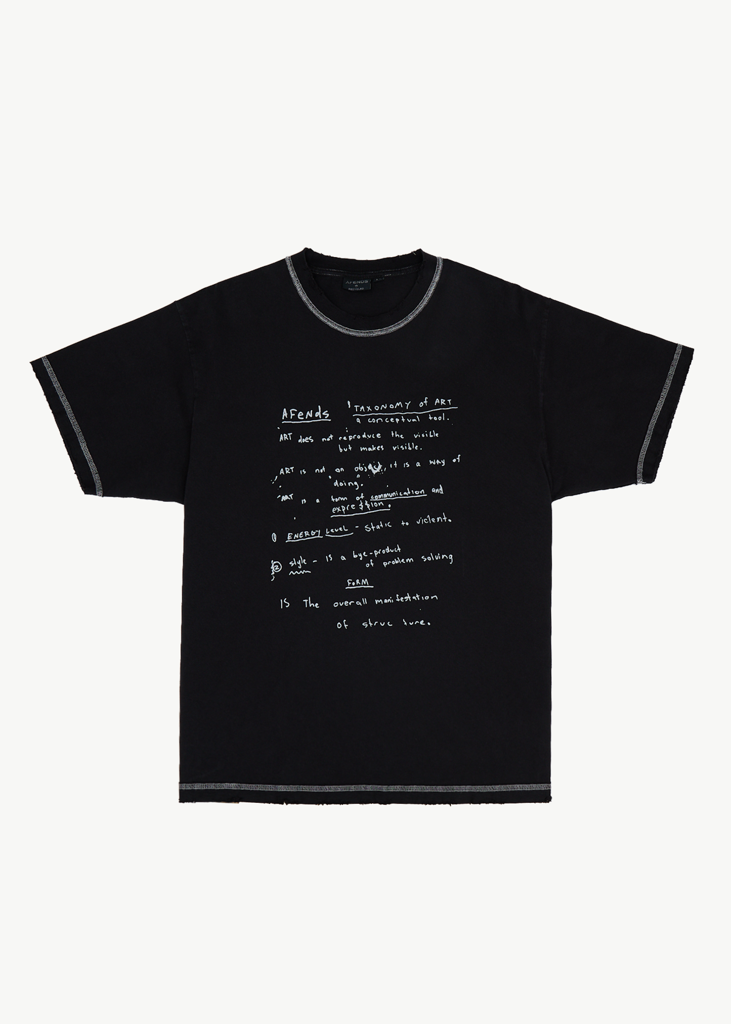 AFENDS Mens Taxonomy - Heavyweight Boxy Tee - Stone Black