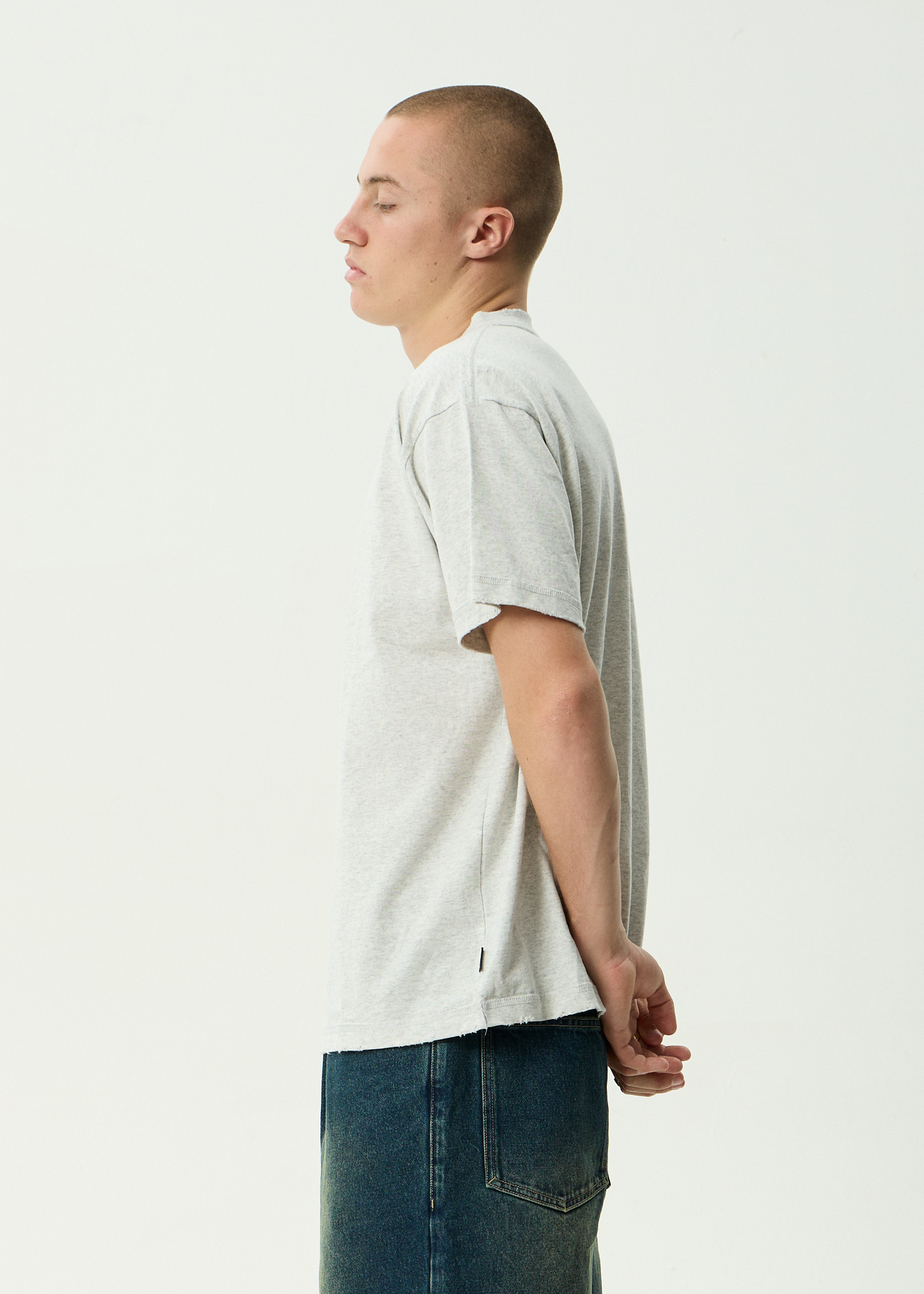 AFENDS Mens Farmers Market - Heavyweight Boxy Tee - Grey Marle