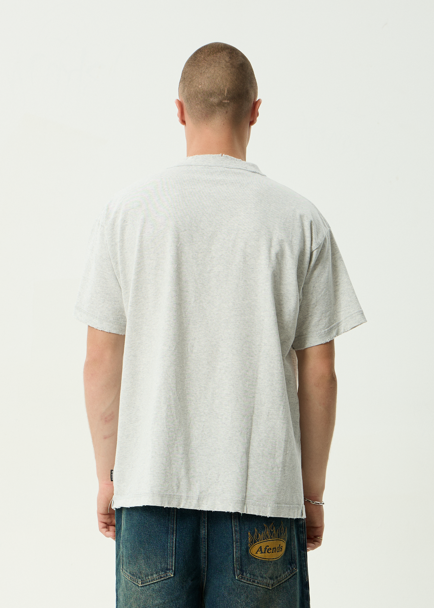 AFENDS Mens Farmers Market - Heavyweight Boxy Tee - Grey Marle