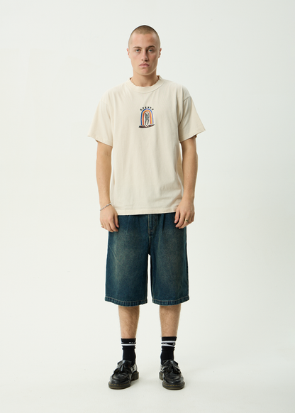AFENDS Mens Jlord - Boxy Tee - Moonbeam