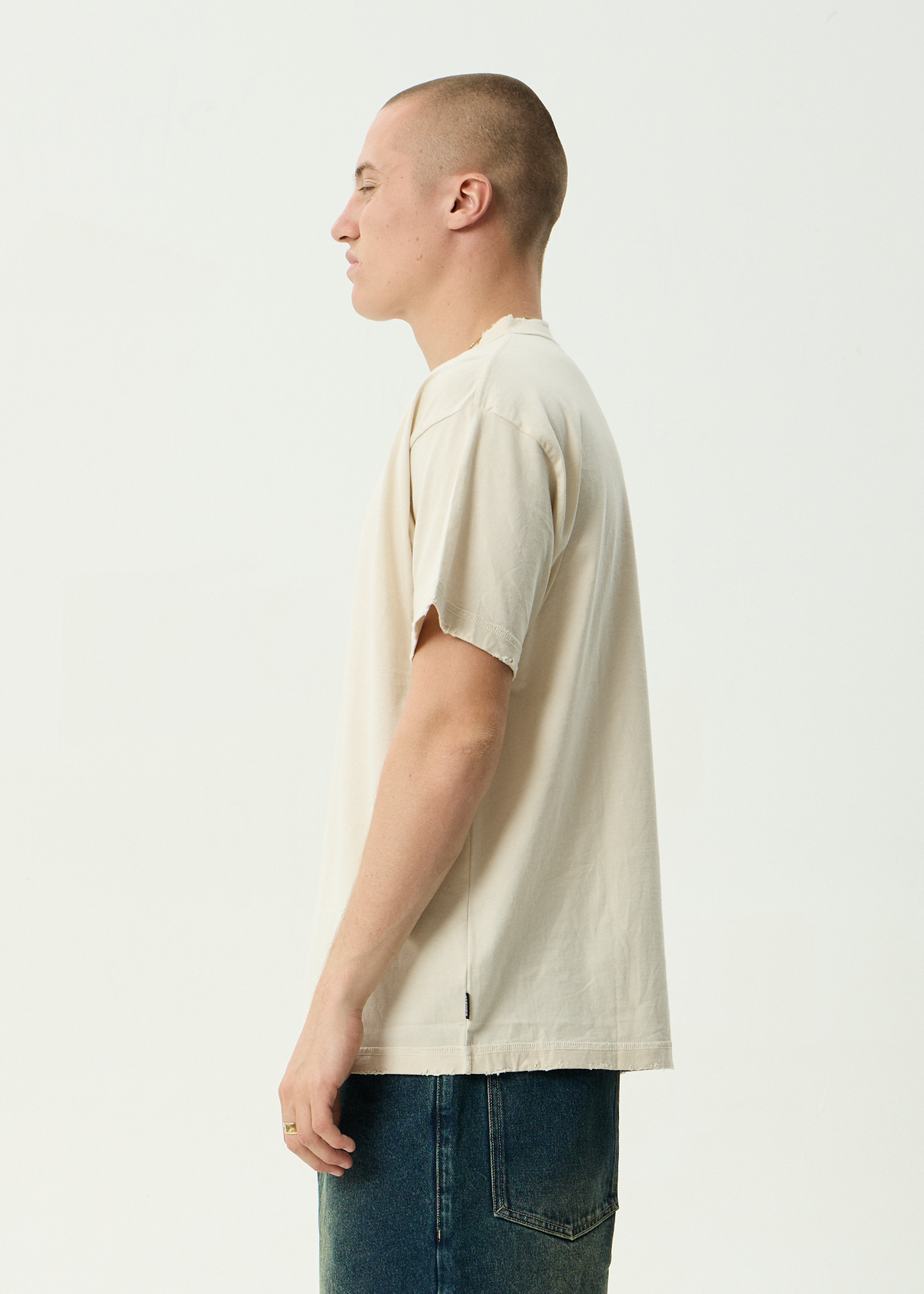 AFENDS Mens Jlord - Boxy Tee - Moonbeam