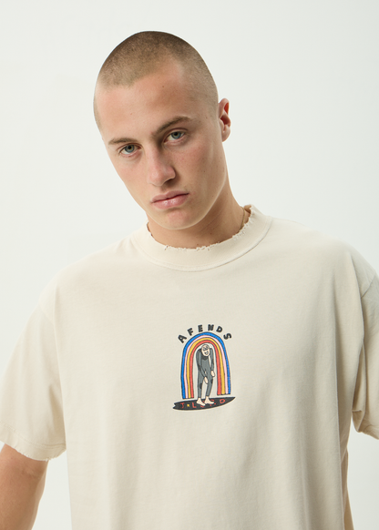 AFENDS Mens Jlord - Boxy Tee - Moonbeam