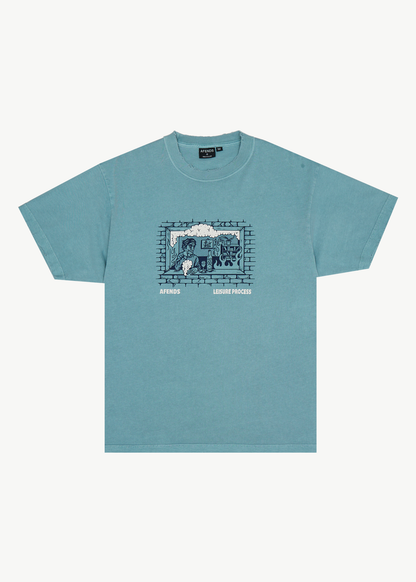 AFENDS Mens Leisure Process - Boxy Tee - Washed Overcast