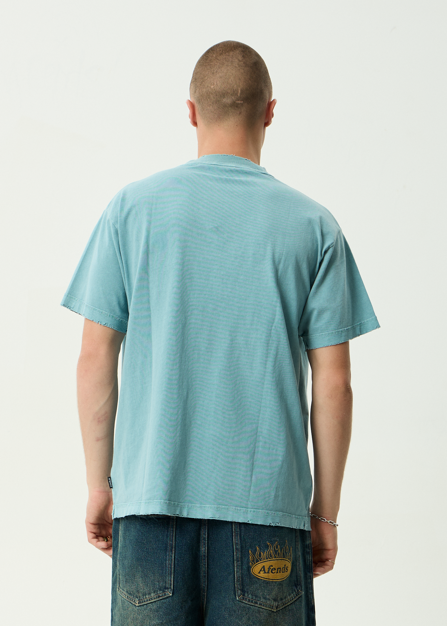 AFENDS Mens Leisure Process - Boxy Tee - Washed Overcast