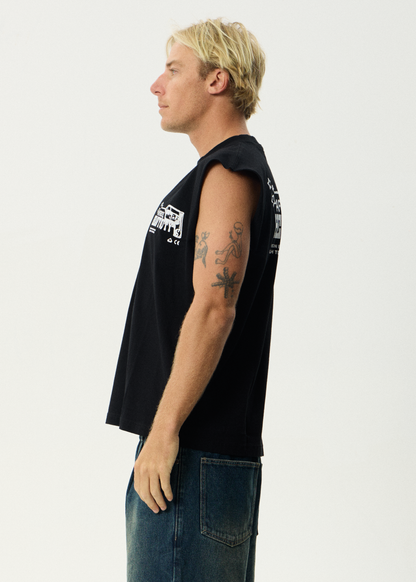 AFENDS Mens Heavy Duty - Sleeveless Tee - Black
