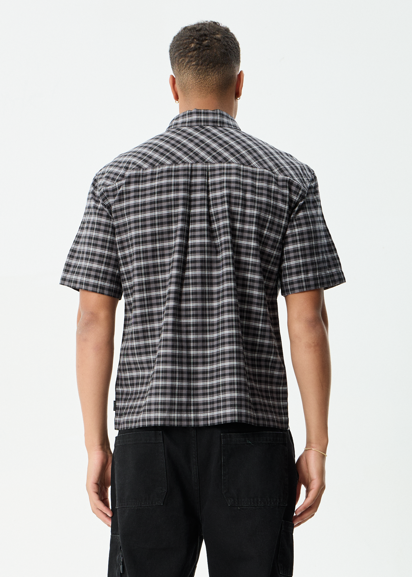 AFENDS Mens Darkness - Short Sleeve Shirt - Black Check
