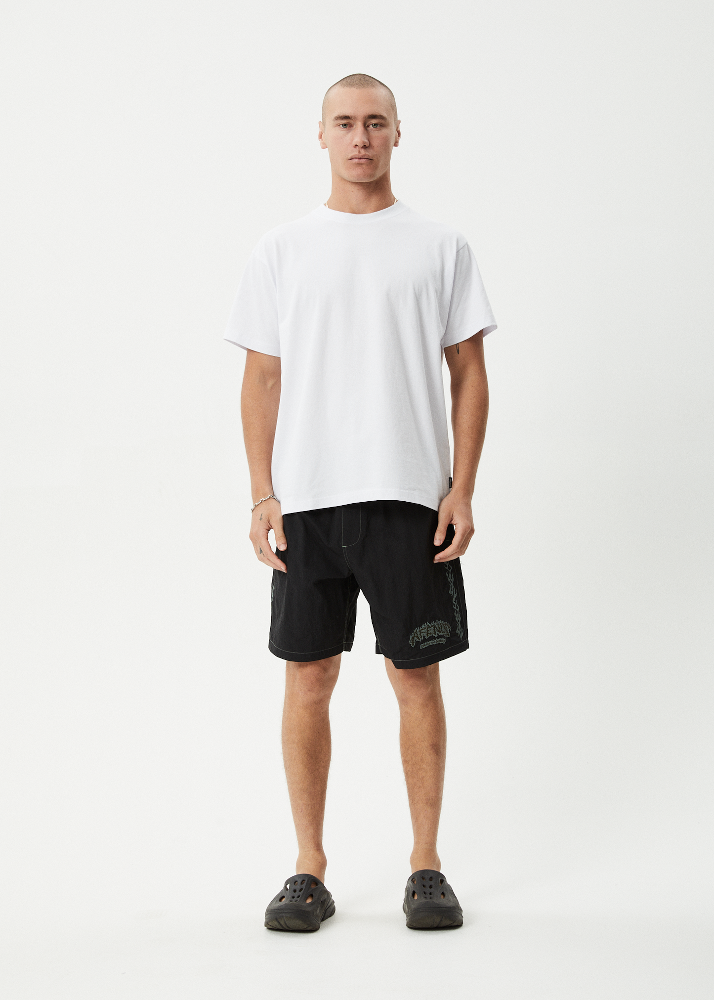 AFENDS Mens Flame On - Baywatch Swim Short 18" - Black