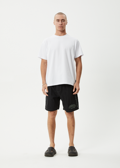 AFENDS Mens Flame On - Baywatch Swim Short 18" - Black