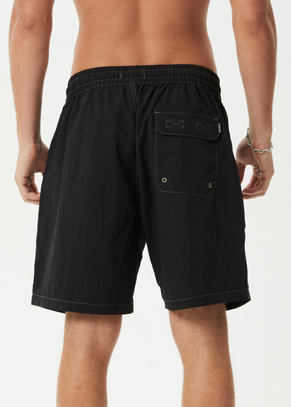 AFENDS Mens Flame On - Baywatch Swim Short 18" - Black
