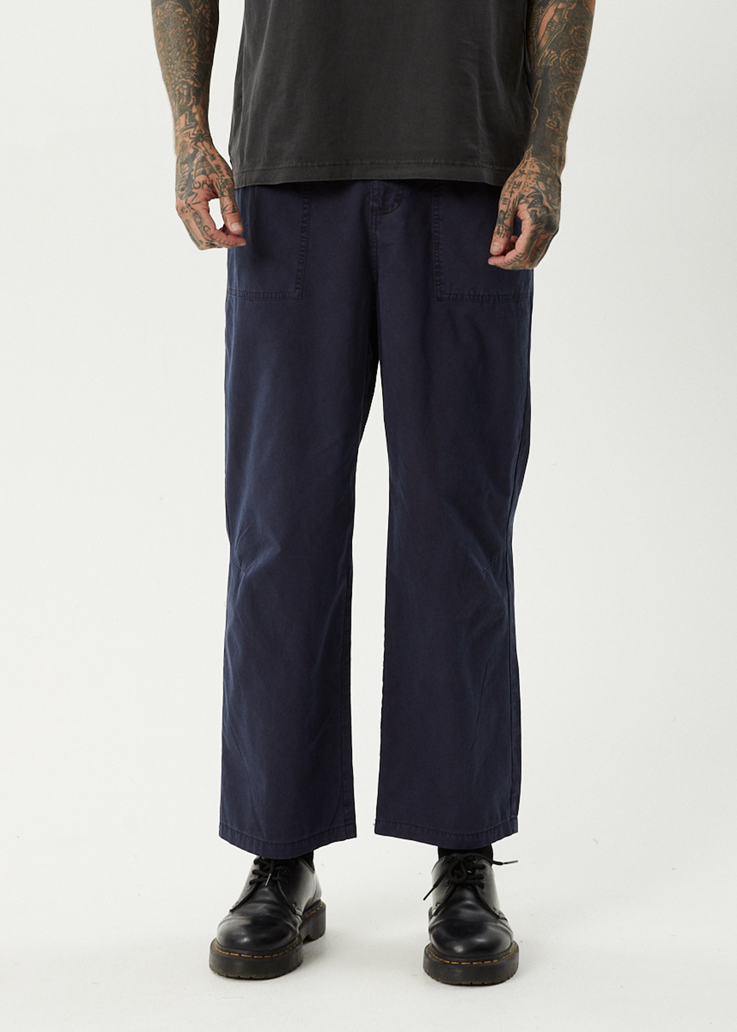 AFENDS Mens Overdie Glider - Overdyed Pleated Pant - Deep Sea