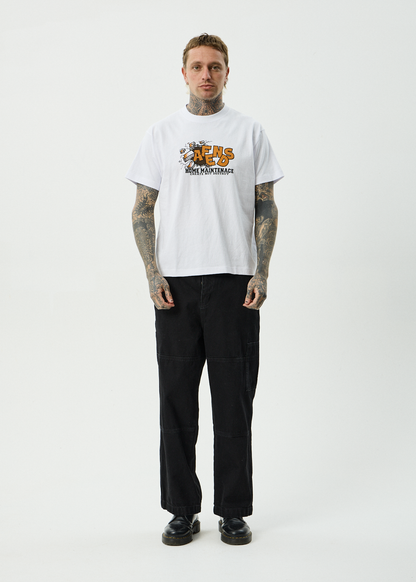 AFENDS Mens Maintenance - Boxy Tee - White