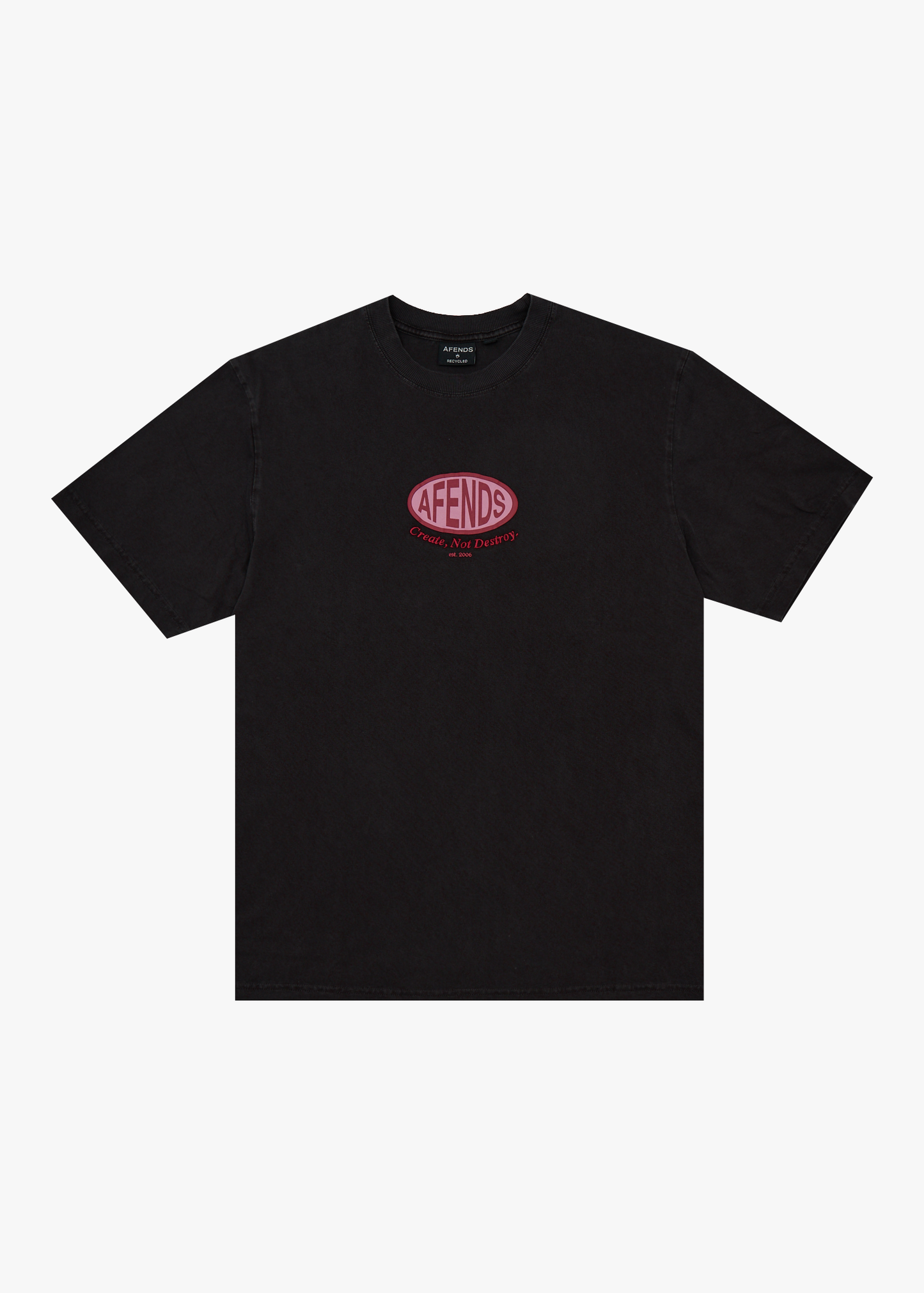 AFENDS Mens Destroyed - Retro Tee - Stone Black
