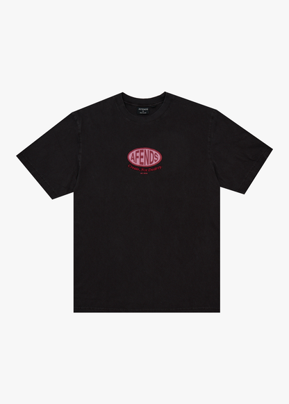 AFENDS Mens Destroyed - Retro Tee - Stone Black