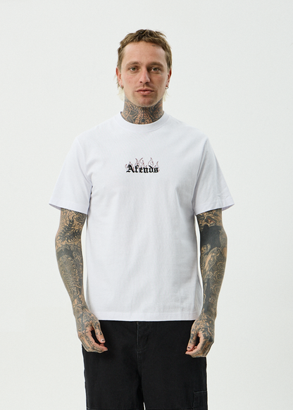 AFENDS Mens Temporal - Heavyweight Retro Tee - White