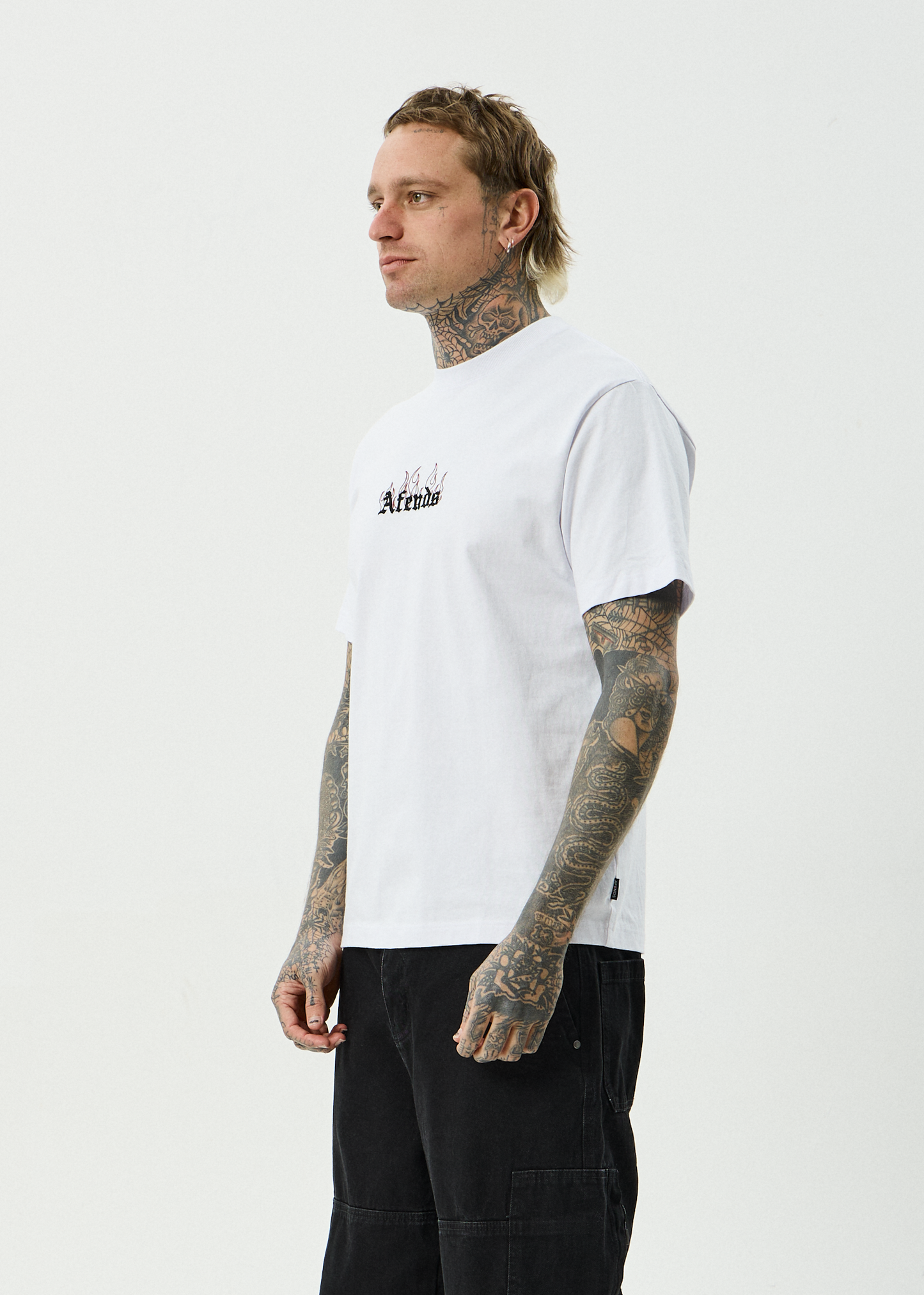 AFENDS Mens Temporal - Heavyweight Retro Tee - White