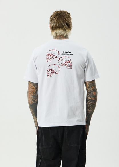 AFENDS Mens Temporal - Heavyweight Retro Tee - White