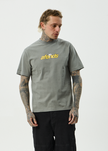 AFENDS Mens Angel Boy - Retro Tee - Washed Sycamore