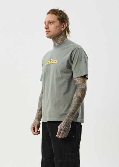 AFENDS Mens Angel Boy - Retro Tee - Washed Sycamore