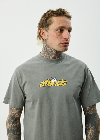 AFENDS Mens Angel Boy - Retro Tee - Washed Sycamore