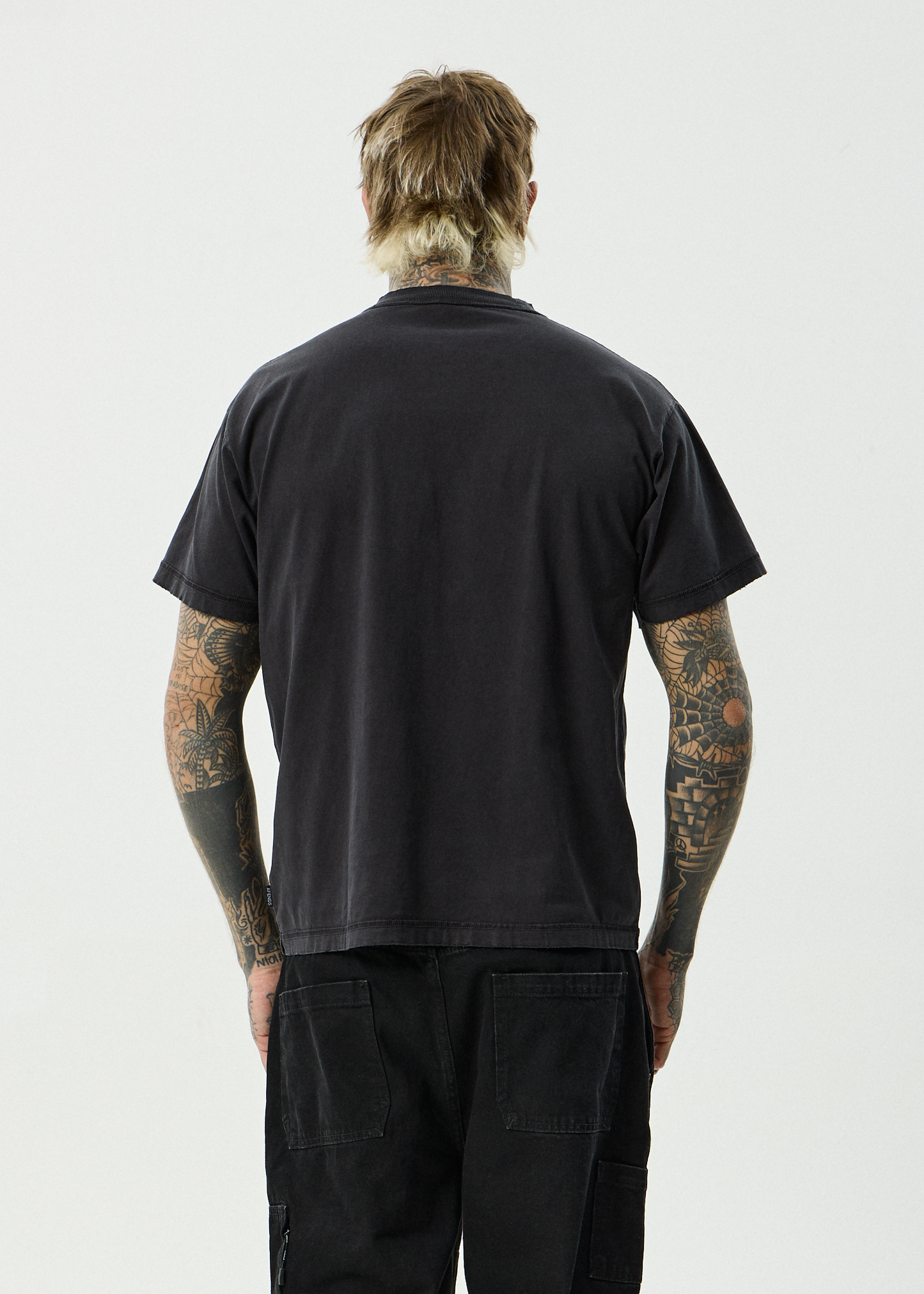 AFENDS Mens Shell Times - Boxy Tee - Stone Black