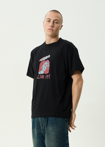 AFENDS Mens Live It - Boxy Tee - Black