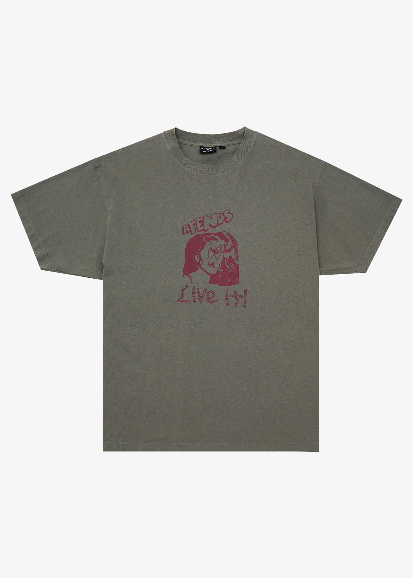 AFENDS Mens Live It - Boxy Tee - Washed Sycamore