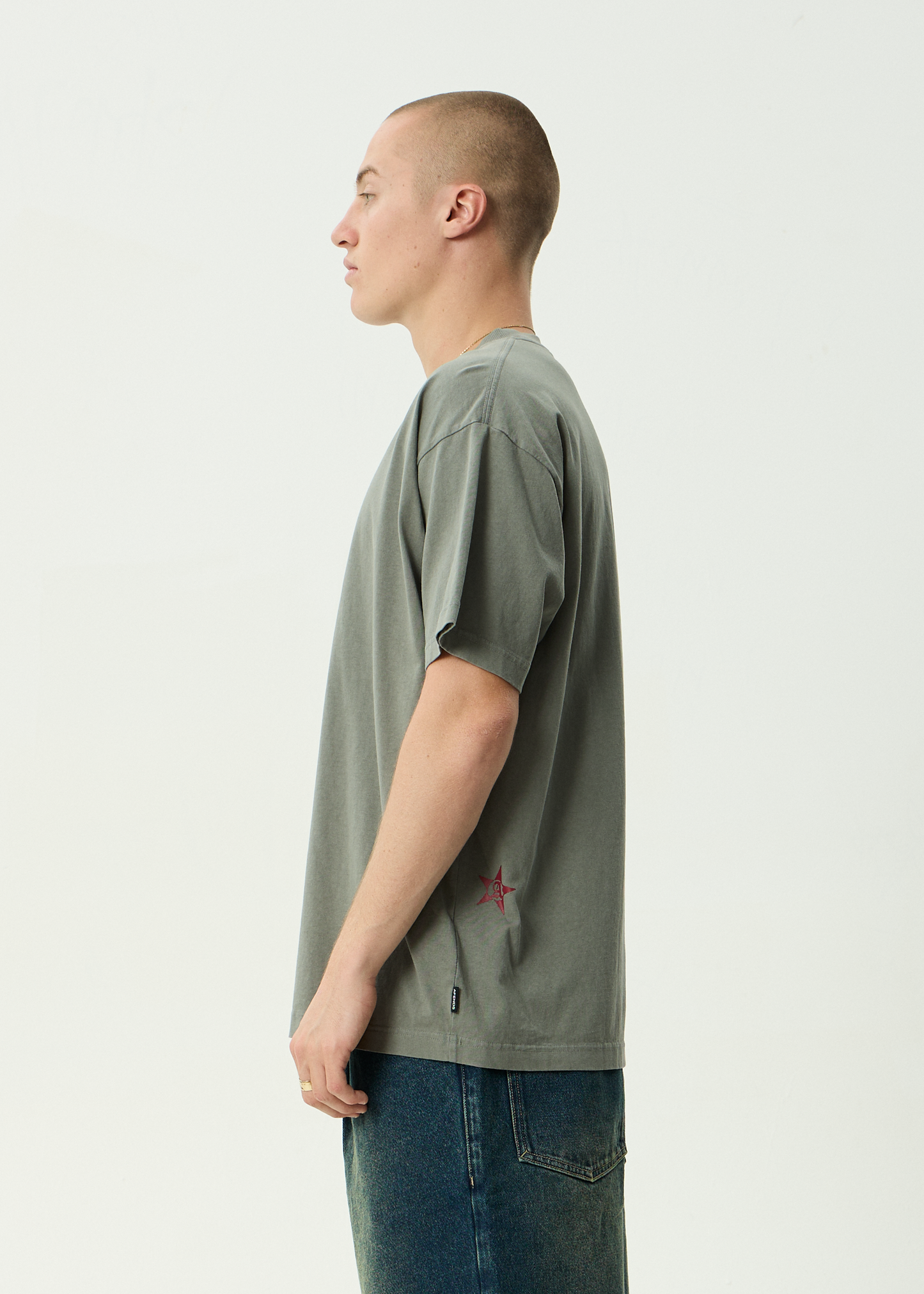 AFENDS Mens Live It - Boxy Tee - Washed Sycamore