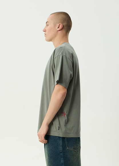 AFENDS Mens Live It - Boxy Tee - Washed Sycamore