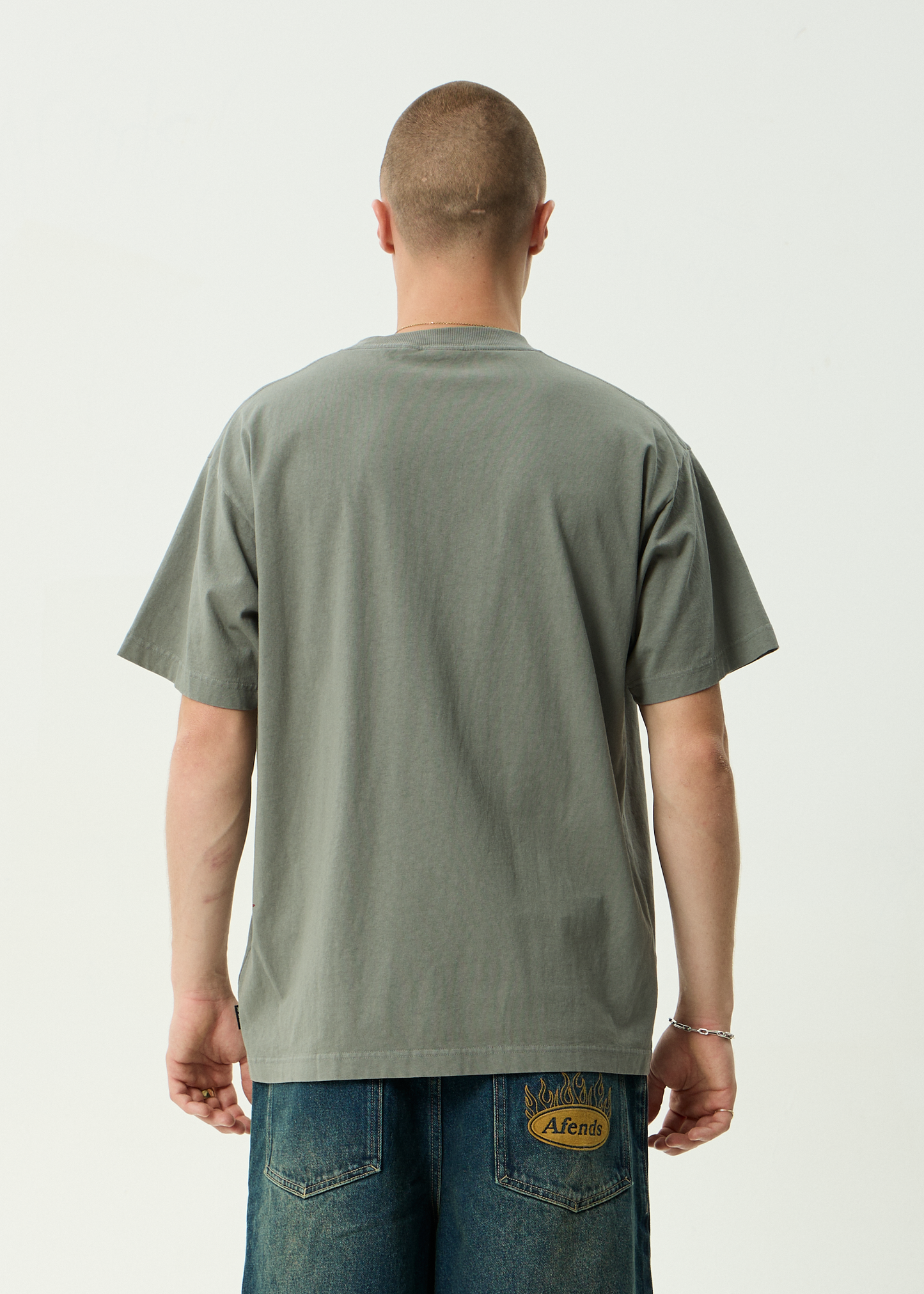 AFENDS Mens Live It - Boxy Tee - Washed Sycamore