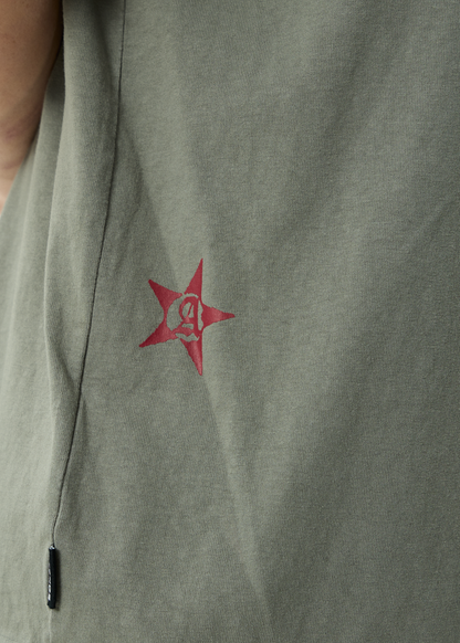 AFENDS Mens Live It - Boxy Tee - Washed Sycamore